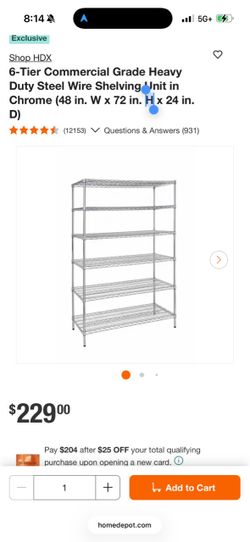 Tier Commercial Grade (I HAVE 4 TOTAL) Heavy Duty Steel Wire Shelving Unit in Chrome (48 in. W x 72 in. H x 24 in. D)