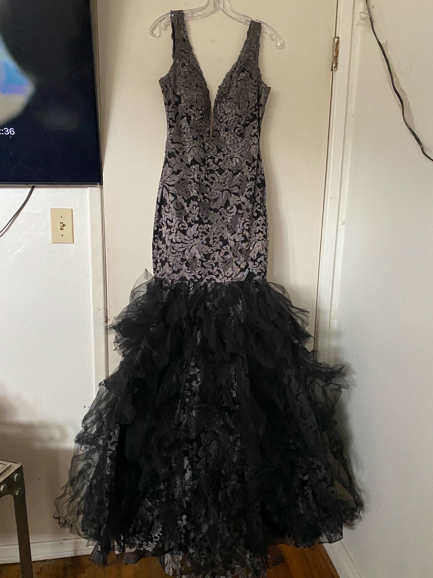Jovani Gray and black Mermaid dress