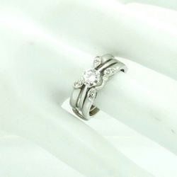 Women's Diamond 14K White Gold Diamond Engagement Insert Ring Set .75ctw #21144