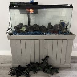 50 Gallon Aquarium Tank With Stand And Misc Enclosed List 