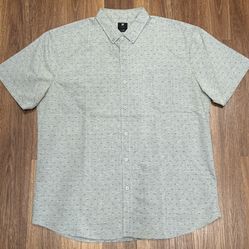 Men’s XL Light Grey Button Up Button Down Short Sleeve Casual Shirt 