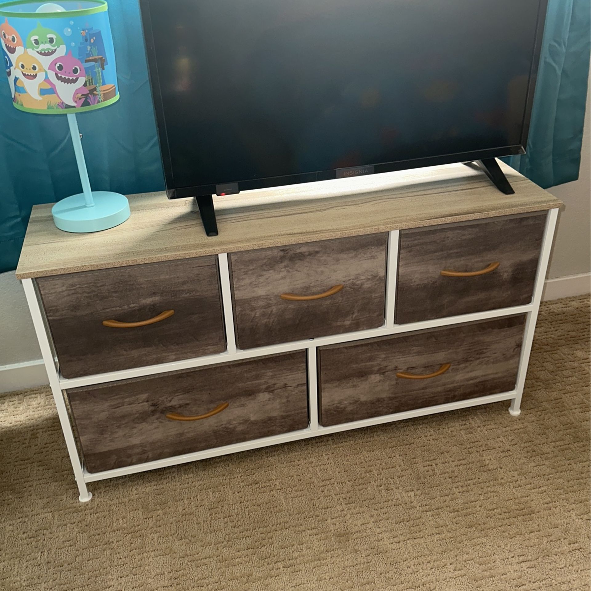 Small Wood Fabric Dresser 