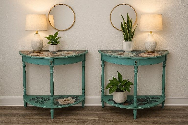 πΈ Hand-Painted Floral Entry Table β Boho Cottage Charm!