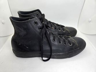 Converse All Star Hi Shoes Men's 8.5 Triple Black Leather Casual Chuck Sneakers