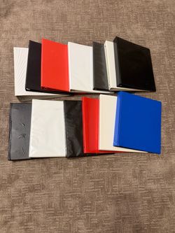 13 used 3 ring binders of various sizes