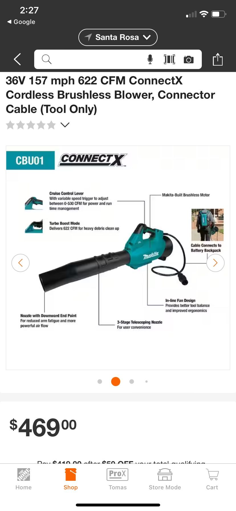 Makita 36V Brushless Blower Connector Cable 