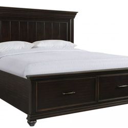 Picket House Brooks King Size Platform Storage Bed Frame- Espresso