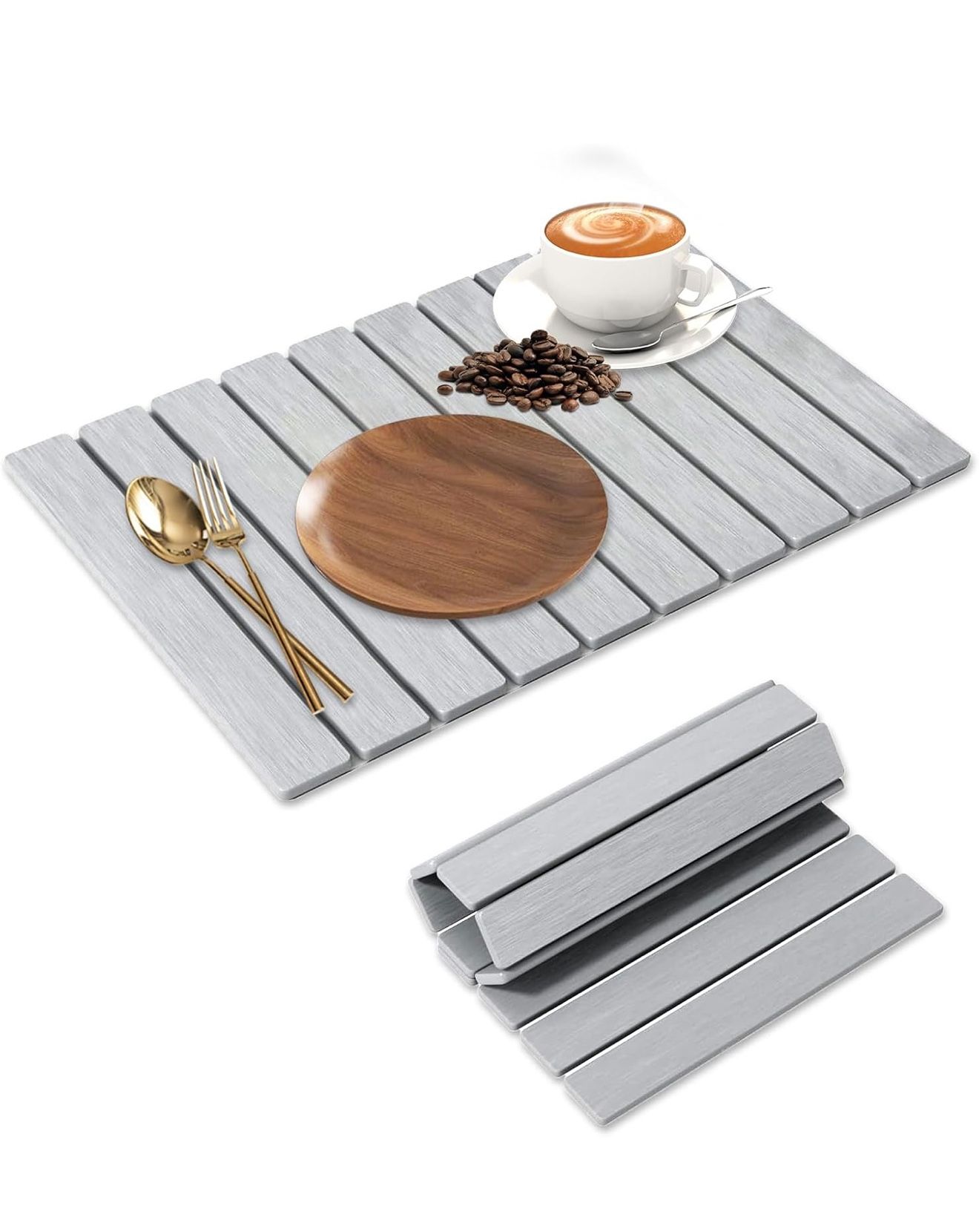 Large Stone Dish Drying Mat for Kitchen Counter, 24"×16" – Quick Drying Diatomaceous Earth, Super Absorbent, Non-Slip, Birthday Gfts for Women Mom Gra