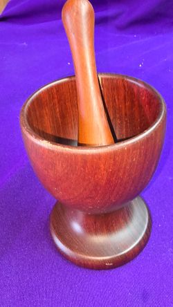 Vintage Handmade Wooden Mortar and Pestle Set  Rustic Farmhouse Kitchen Shelf Decor Wooden Manual Grinding Set Made in Costa Rica C5T117