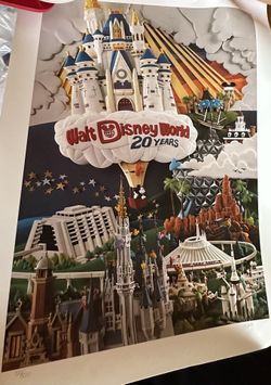 Disney World Lithograph 20 Year Anniversary Cast Member LE Signed And Numbered Dee DeLoy MM