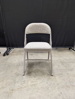 Upholstered Meco Folding Chair with Striped Fabric