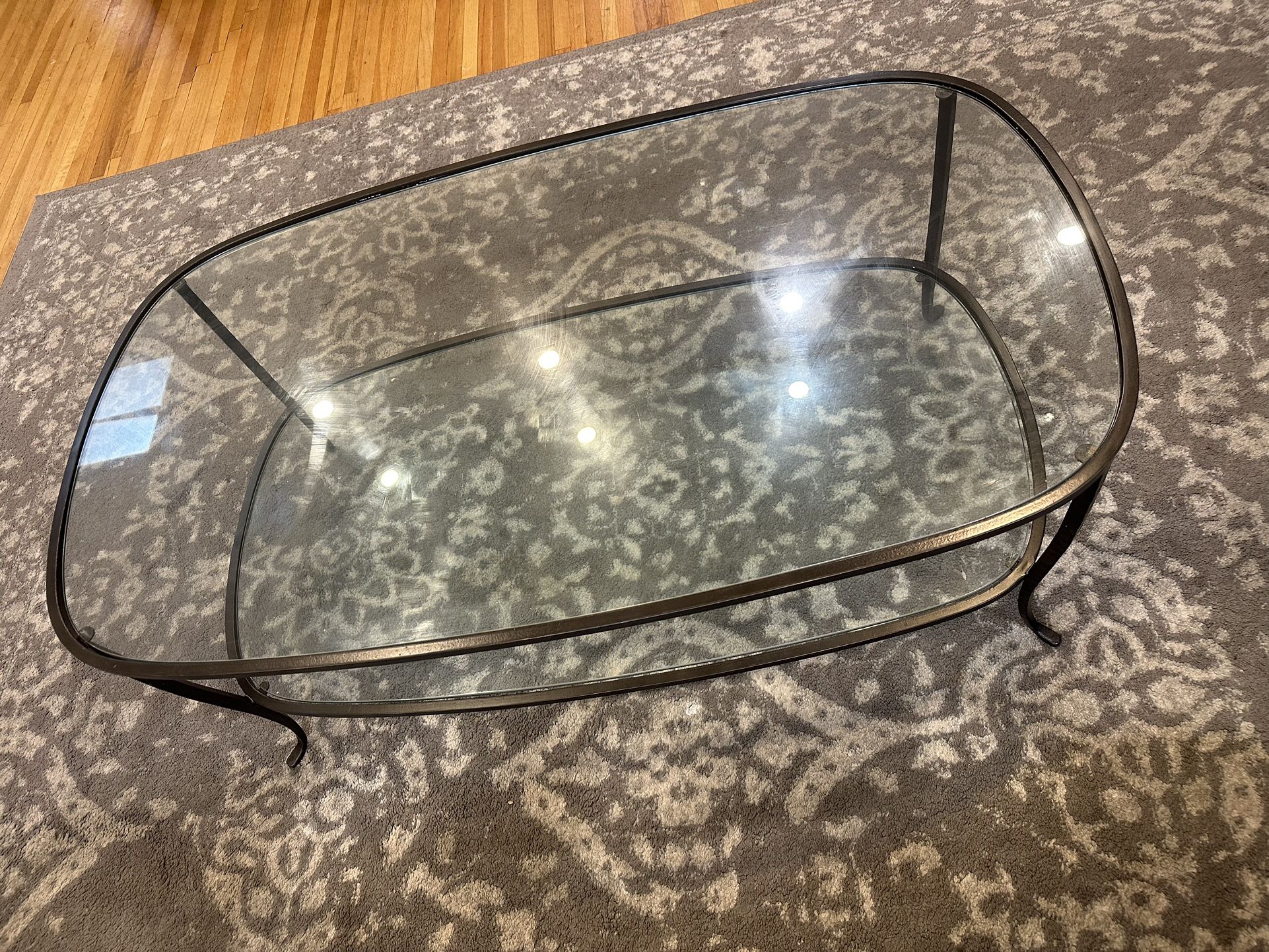 2 Tier Pottery barn Glass And Iron Coffee Table