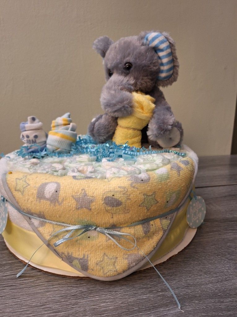 Boys Elephant Diaper Cake