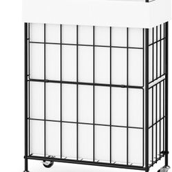 Brand New Heavy Duty Laundry Hamper with Lockable Rolling Wheels – Durable, Collapsible Laundry Basket Featuring Removable Liner Bag & Metal Handle (W