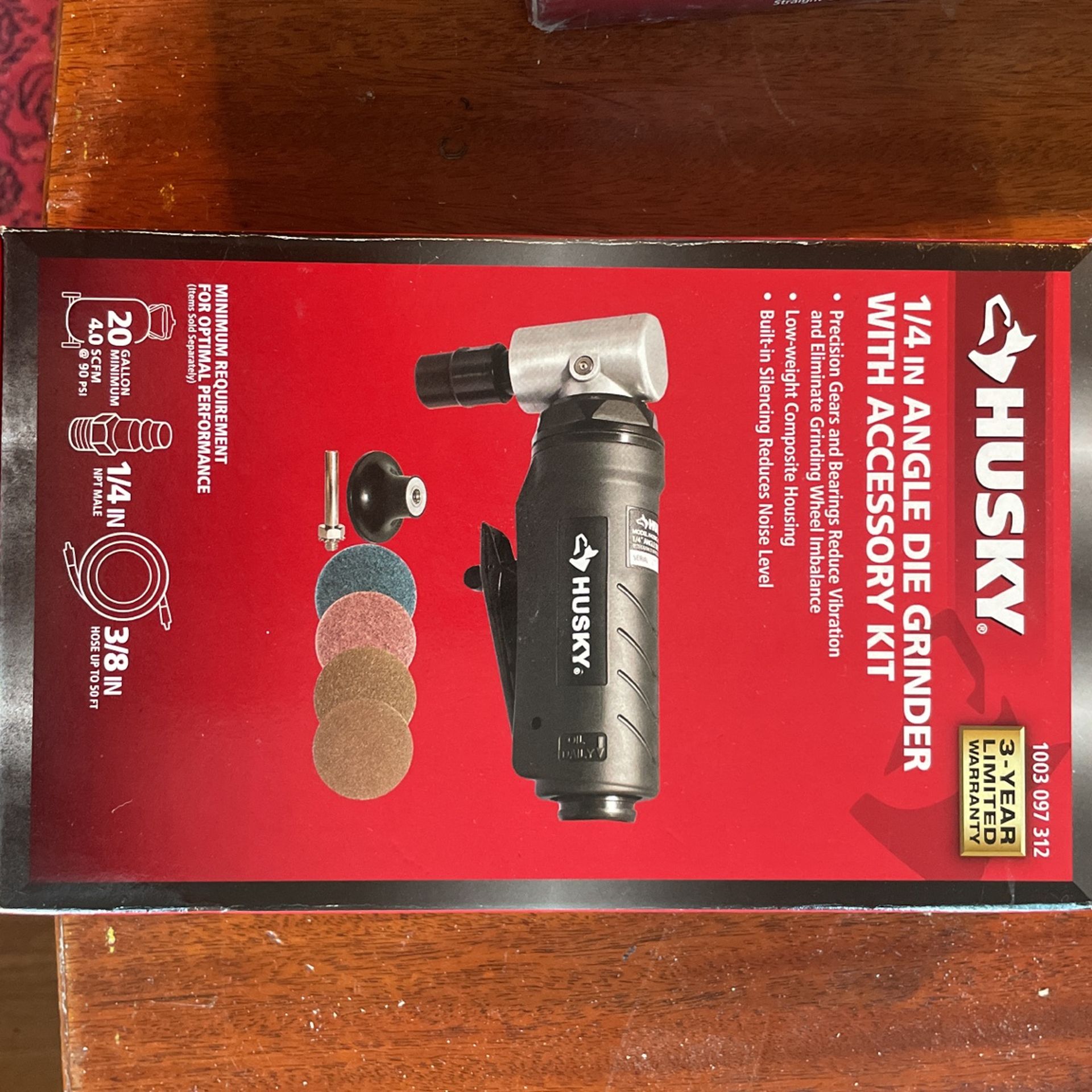 Husky 1/4 Inch Angle Die Grinder W/accessory Kit