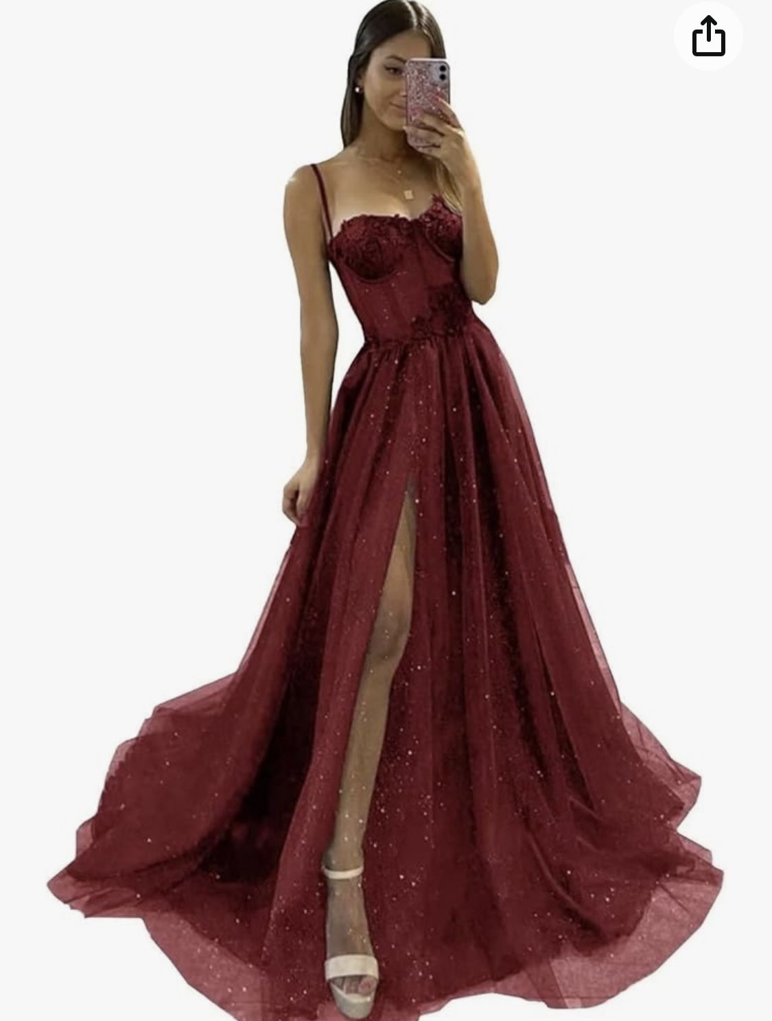 Women’s Glitter Tulle Red Prom Dress Size 10