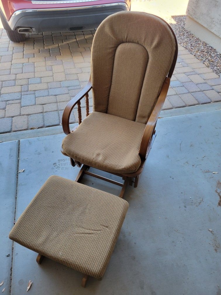 Solid Oak Rocking Chair With Cusions Perfect Condition
