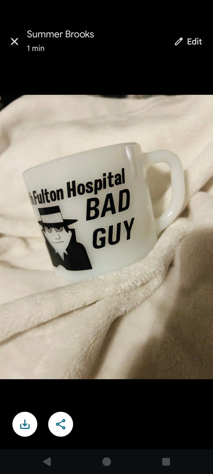 Federal Bad Guy Milk Glass Vintage