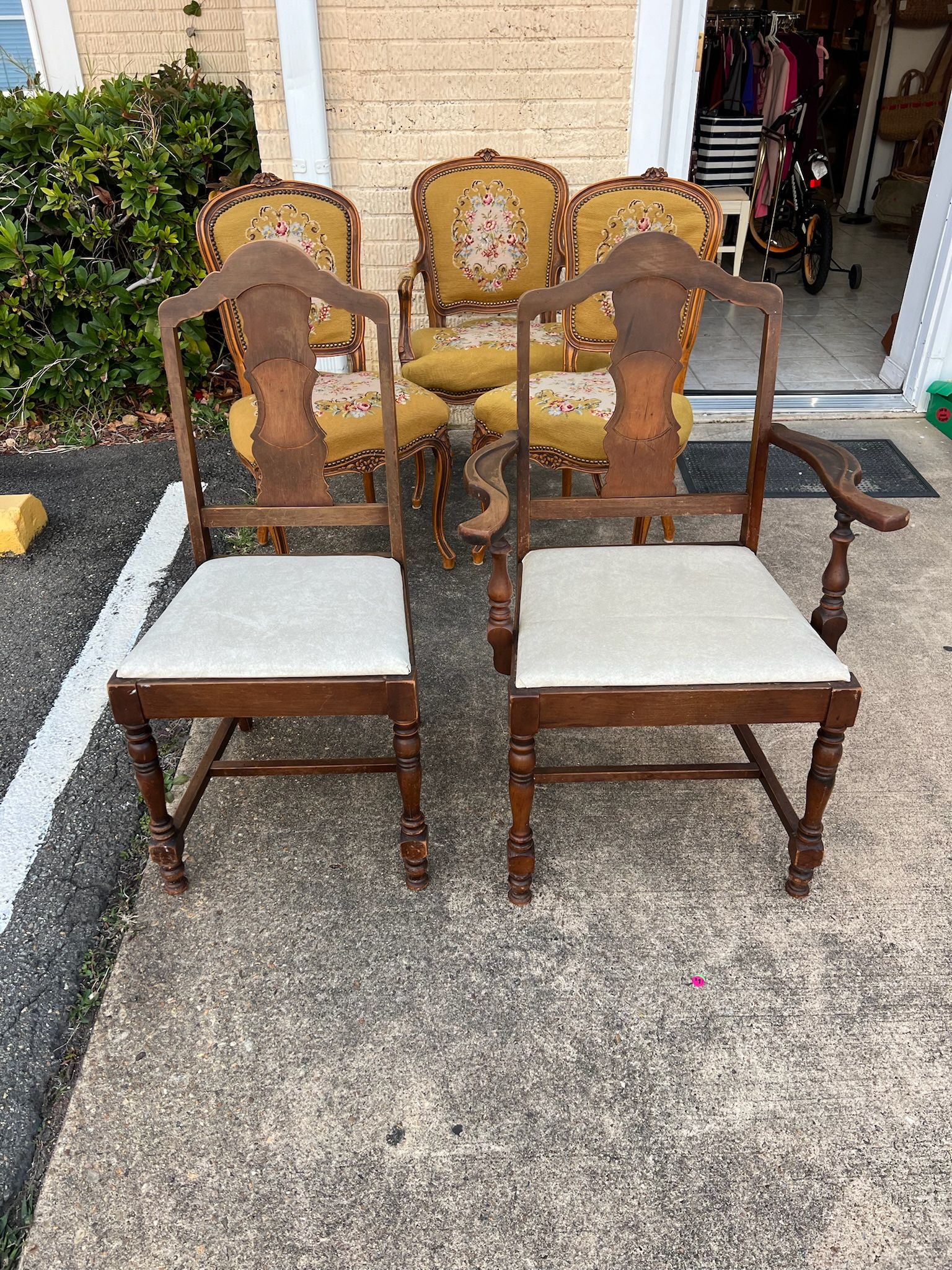 Pair Of Solid Wood Antique Chairs
