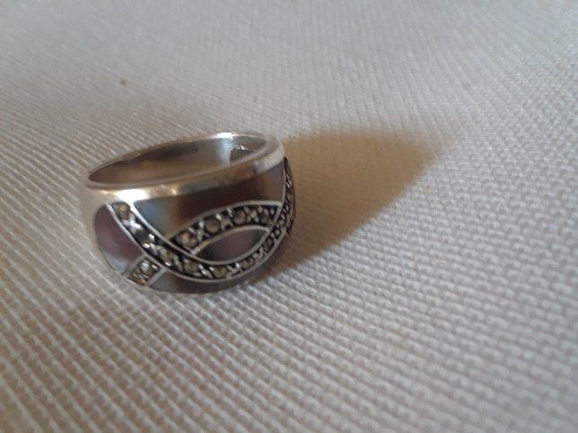 Sterling Silver Barrel Ring Size 7