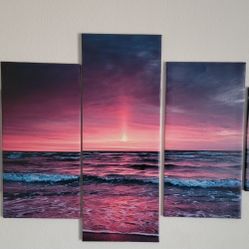 🌅 5-Piece Red Sunset Ocean Canvas Wall Art – Bold Seascape for Modern Spaces! 🖼️
