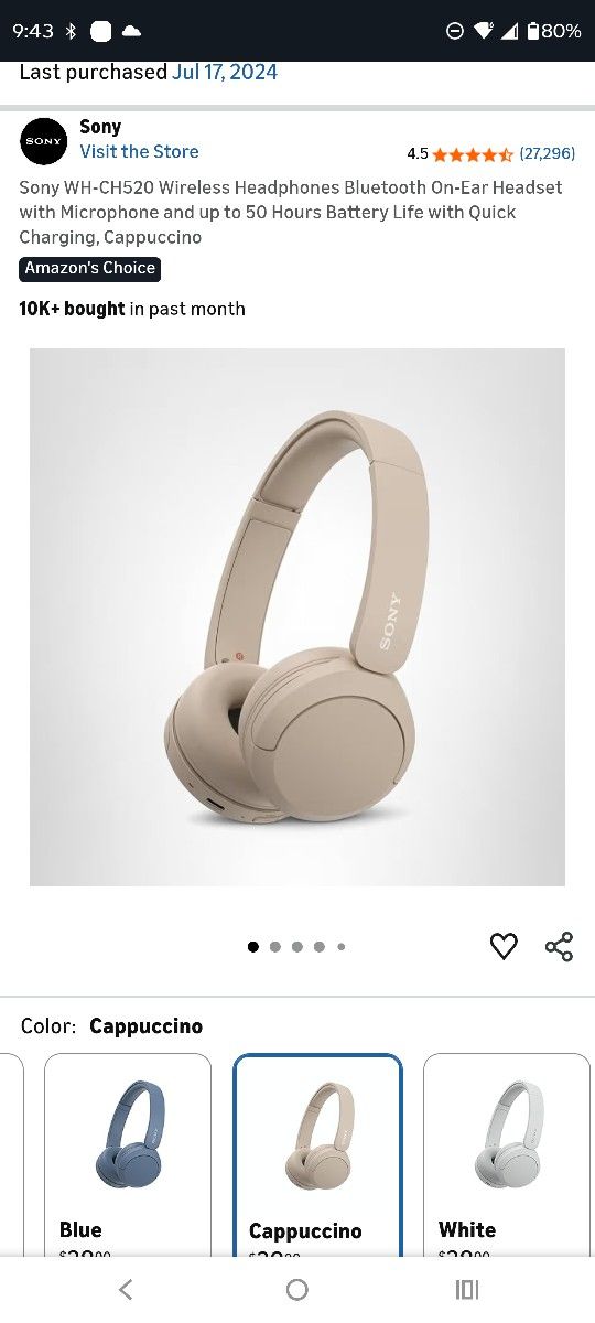 Sony WH-CH520 Wireless Headphones
