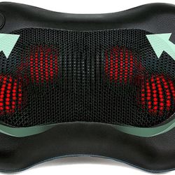 Shiatsu Back and Neck Massager - 3D Kneading Deep Tissue Massage Pillow with Heat for Muscle Pain Relief, Chairs and Cars - Black