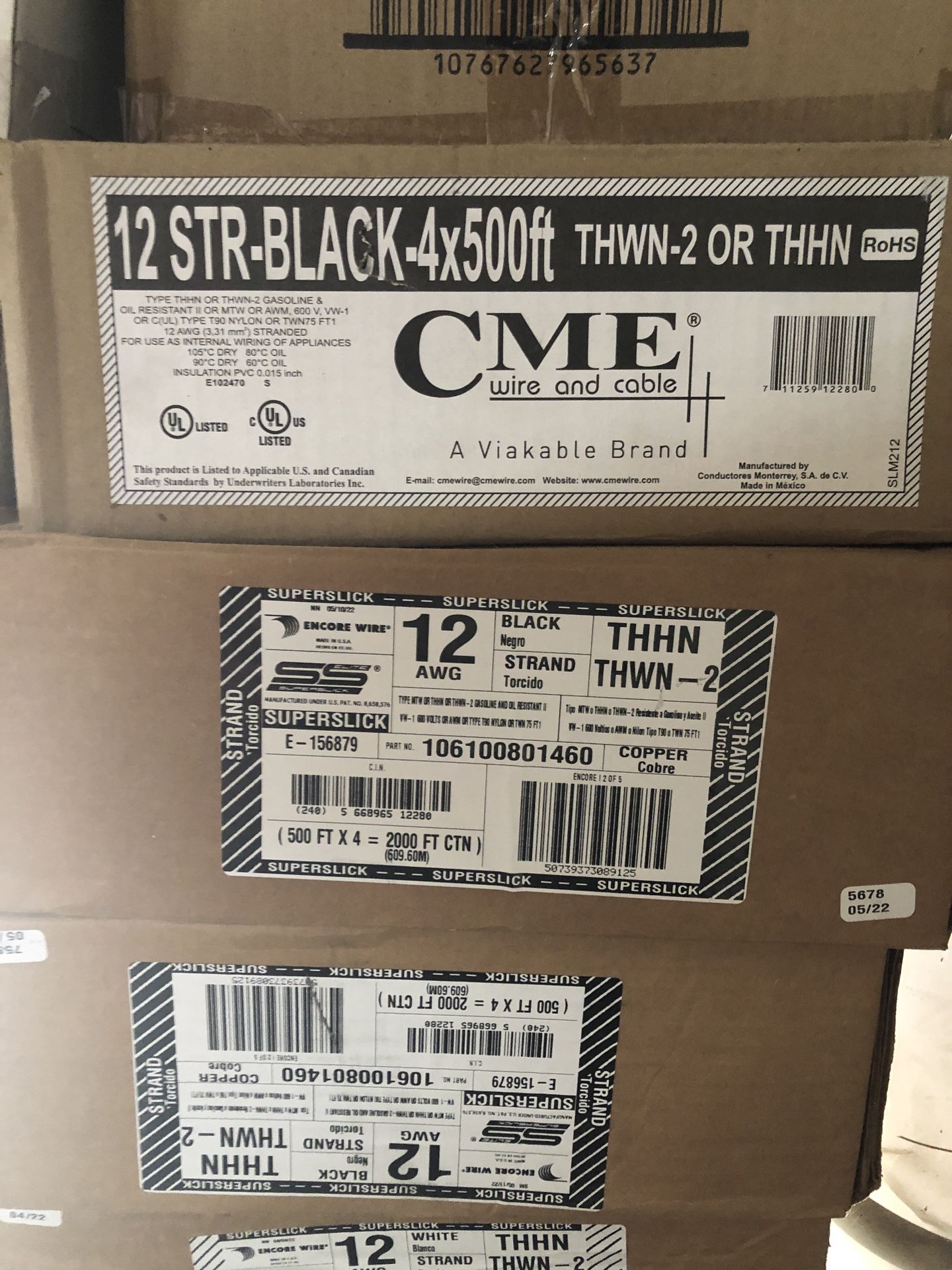 Electrical Wire #12 Stranded . THHN 4-500ft Rolls Per Box. 6- Boxes . Take All For 1200 165 Per Roll When Purchased