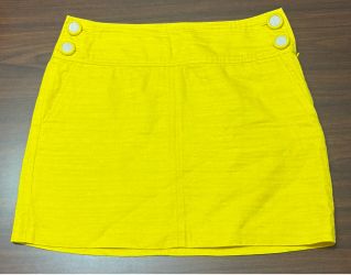 Banana Republic Yellow Sailor Button Mini Skirt Size 6 Side Zip Pockets