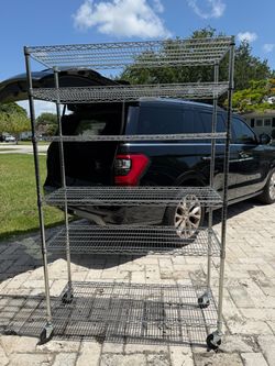 Trinity Eco Storage 5 tier Wire Rack Chrome with wheels