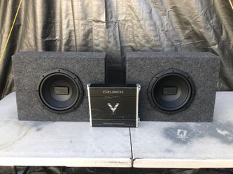 10 inch distinct audio subwoofer with truck style box & crunch amplifier