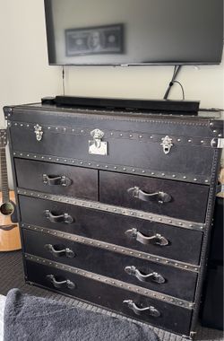 Restoration Hardware leather chest - black