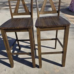 Set Of 2 BARSTOOLS Bar Stools Walnut Chair Chairs 