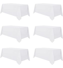 sancua 6 Pack White Table Cloth 90x156 Inch for 8 Feet Rectangle Tables