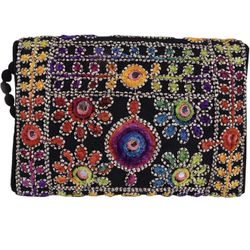 Hand Embroidered, Cotton Clutch Bag