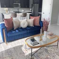 Blue Velvet Sofa Brand New 