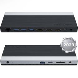 WAVLINK 4K USB-C Docking Station with 100W Power Delivery, Triple Display with Dual HDMI, Displayport, USB 3.0, Ethernet, Micro SD/SD Card Reader, Aud