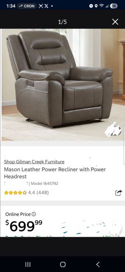 Mason Leather Power Recliner with Power Headrest