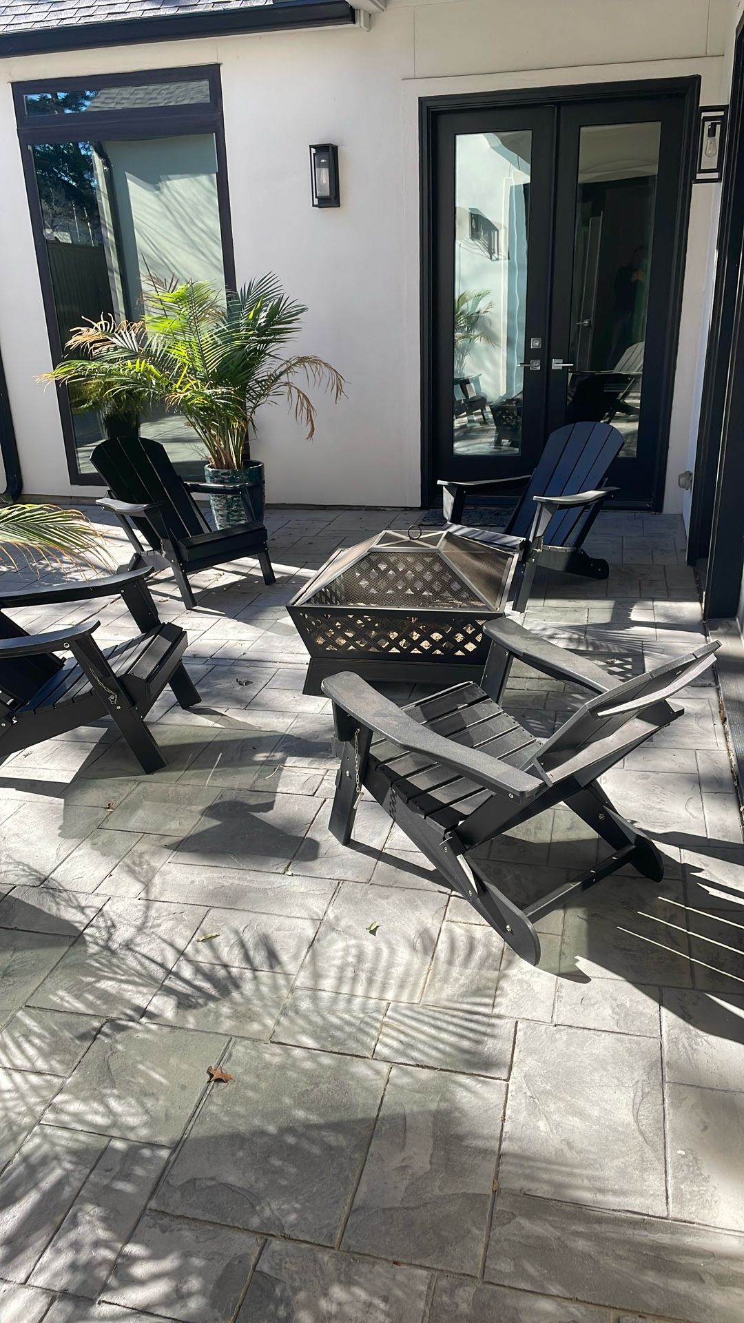 Patio Furniture Fire 🔥 Pit And Adirondack Chairs