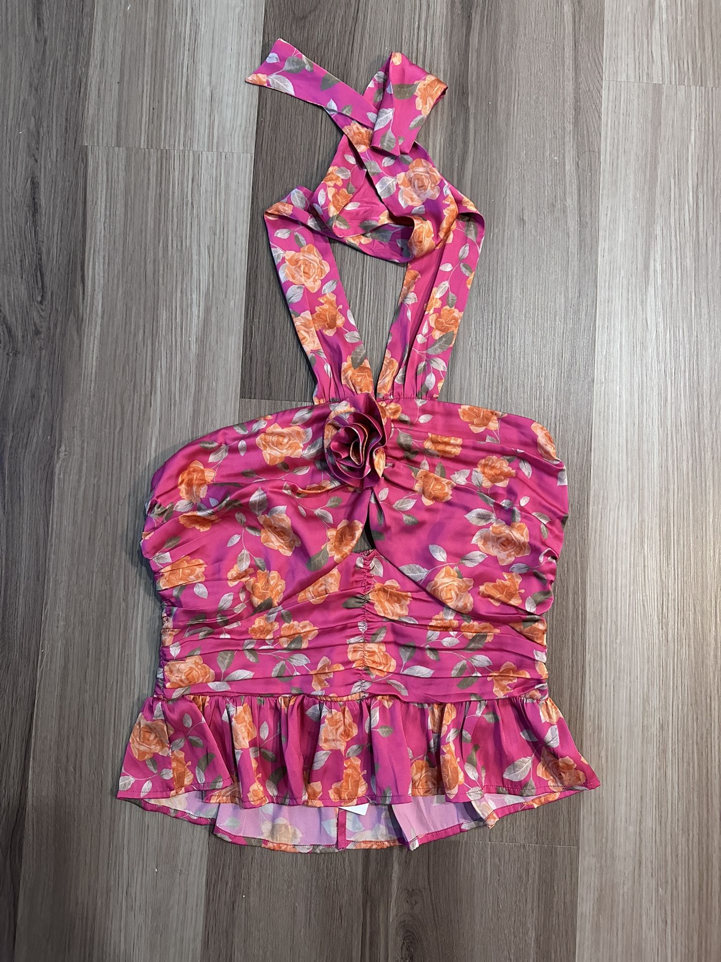 NWT Wayf Pink Floral Halter Top