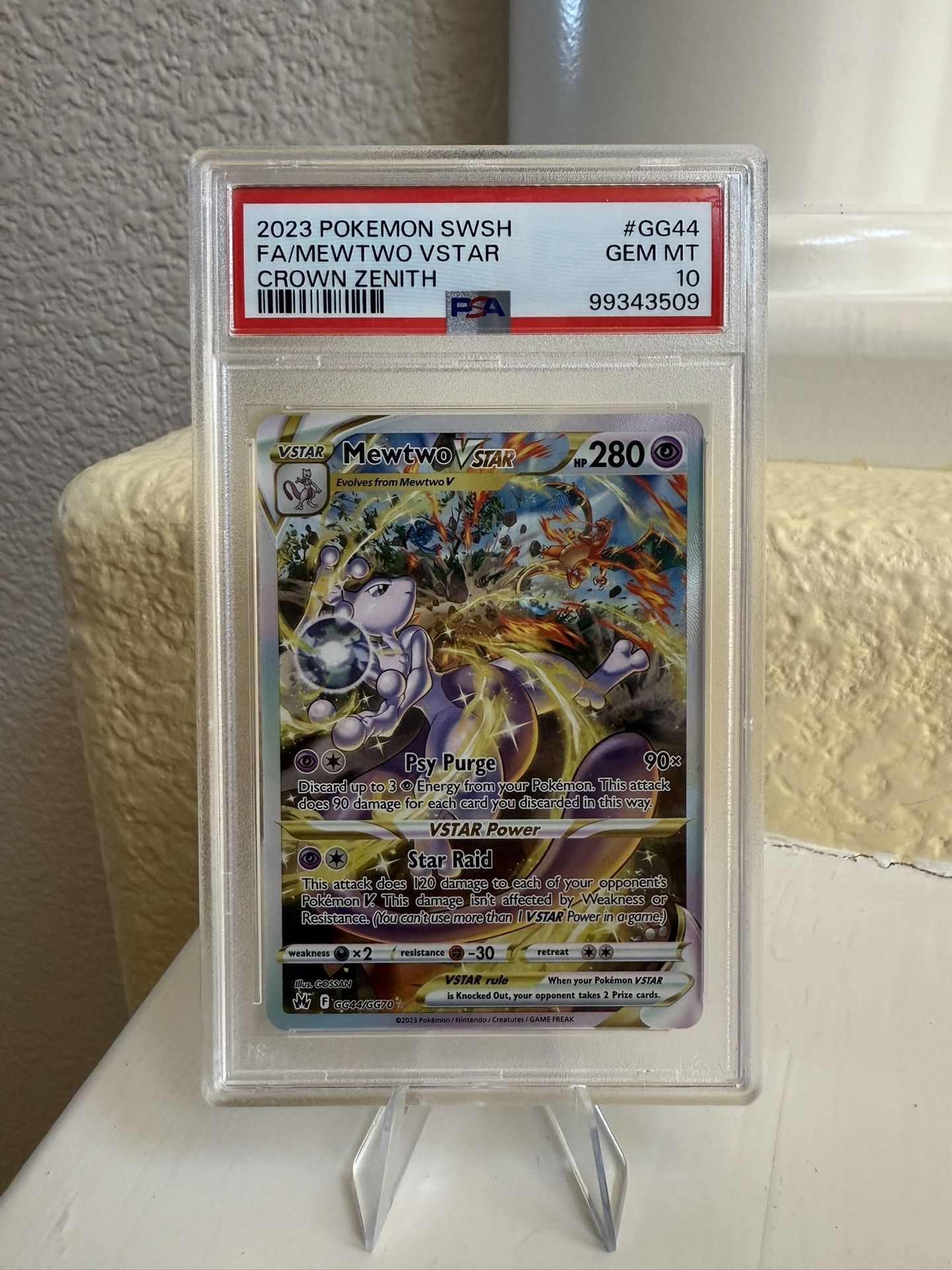 2023 POKEMON SWORD & SHIELD CROWN ZENITH #GG44 FULL ART/MEWTWO VSTAR PSA 10
