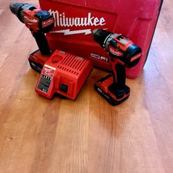 ~FUEL BRUSHLESS MILWAUKEE DRILL TOOL SET CORDLESS IN EXCELLENT WORKING CONDITION~