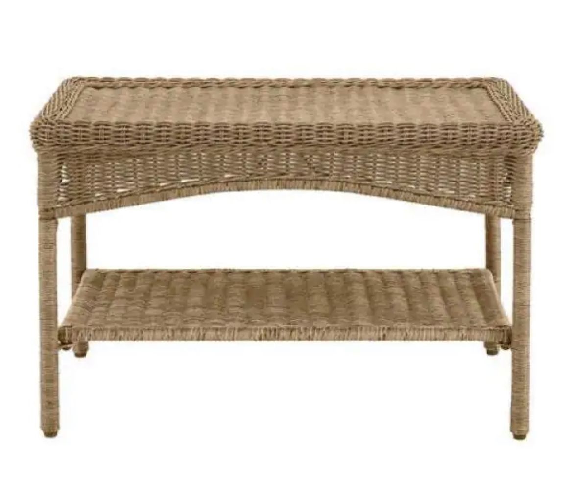 Hampton Bay Rosemont Light Brown Rectangular Steel Wicker Outdoor Patio Coffee Table