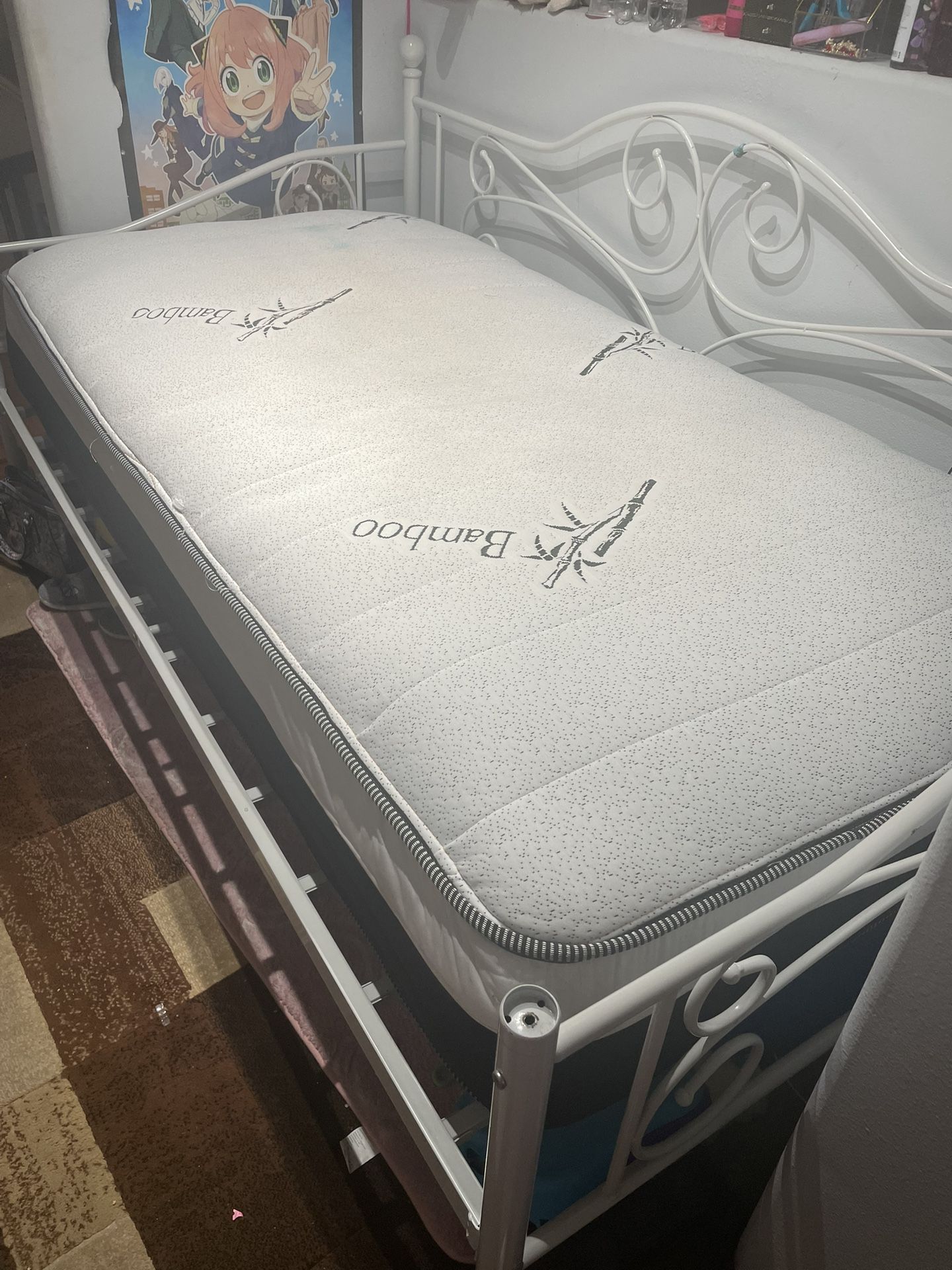 Twin size, bedframe, and mattress