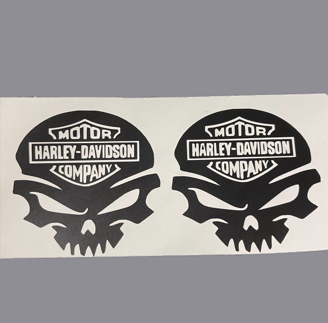 Motorcycle Helmet Decals Skull HD Style, 2.5” Matte Black Set/2