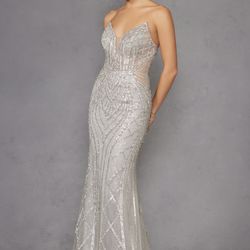 Silver prom dress