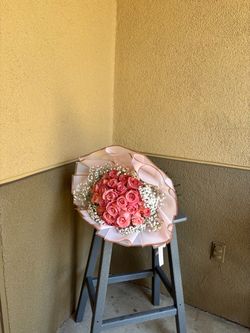Pink Rose and Baby's Breath Bouquet