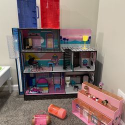 lol wooden doll house plus pop up store and extras