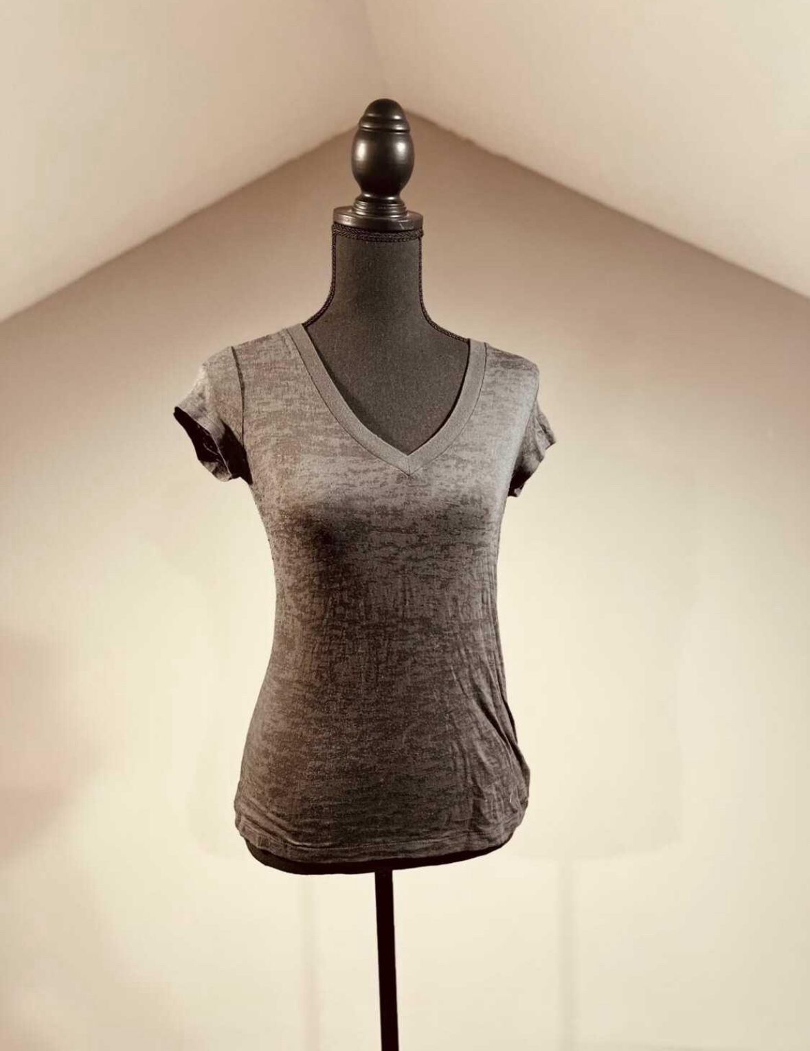 Small Gray V Neck T Shirt