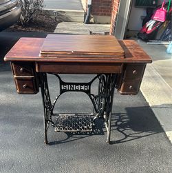 Singer Antique Treadle Sewing Machine with Cabinet, Pre-1930 Original